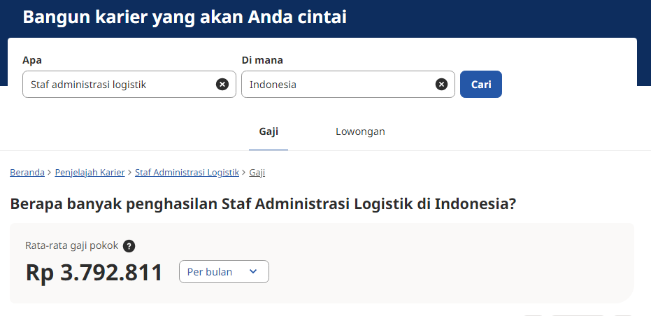 gaji admin logistik