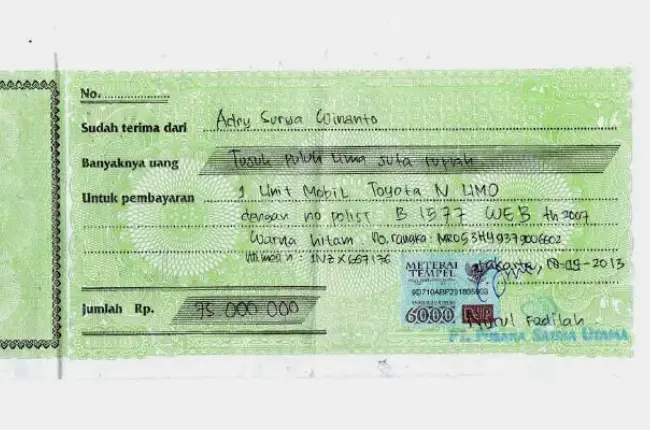 Kwitansi Mobil Bekas 