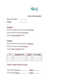 Contoh Surat dan Nota Retur Barang Dalam Pengiriman - Oaktree Blog