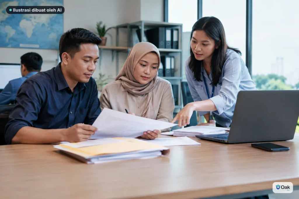 Tim finance dan dokumen meninjau invoice serta dokumen kepabeanan pengiriman.