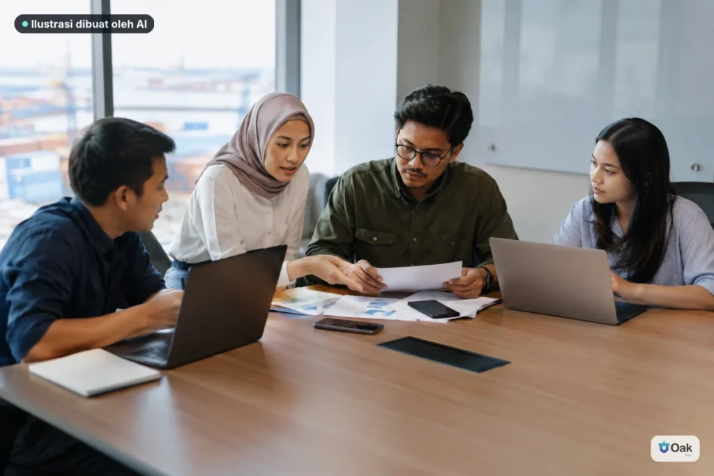 Tim finance meninjau biaya vendor dan invoice yang terkait dengan jobfile pengiriman.